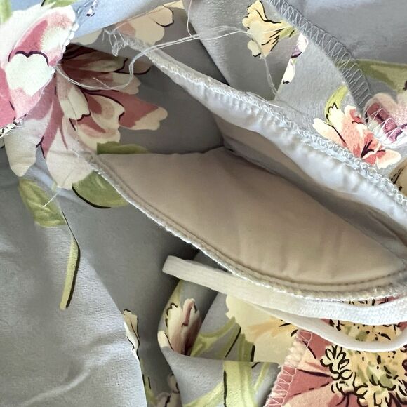 Vtg 80s 90s Dawn Joy Blue Floral Midi Dress Tie Waist Cottagecore Size 11/12 - Picture 14 of 14